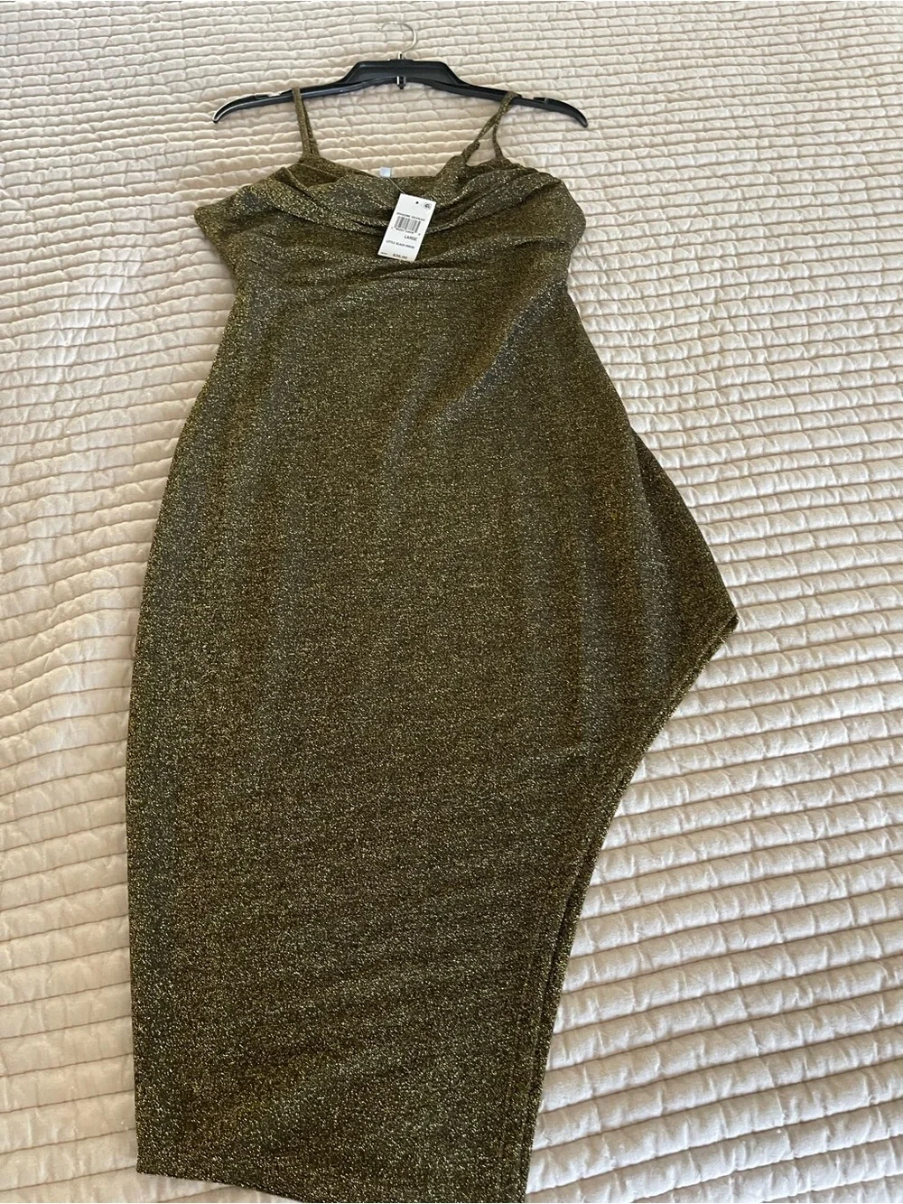Gold Metallic Asymmetrical Bodycon Dress